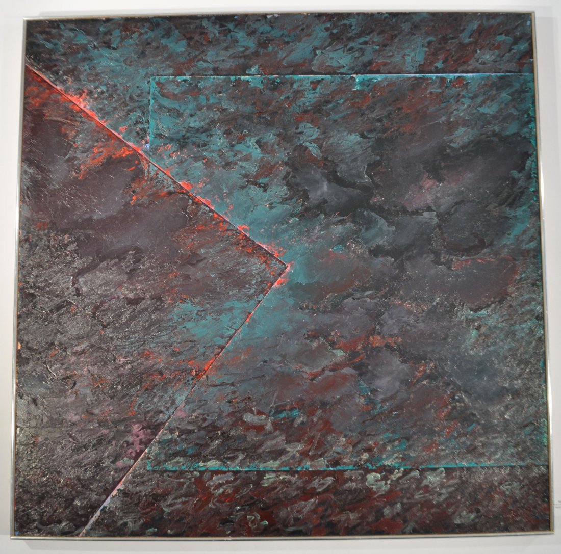 GERALD SAMUELS (20TH CENTURY): "The Twins In Apparent Time",1983 Oil on canvas, signed verso Dimensions: H 48" x W 48" Condition: good Note: Gerald Samuels work has been widely shown nationally and internationally, and is included 