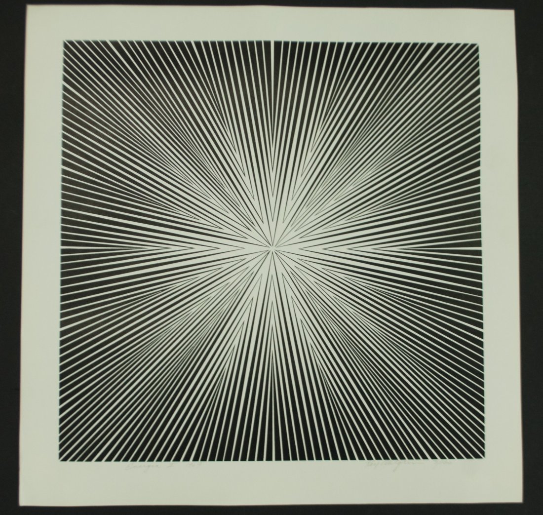 ROY AHLGREN (AMERICAN 1927-2011) MODERN SILKSCREEN: Energia I, executed 1969, 3/100Pencil signed and editioned beneath image, unframedDimensions: H 20" x W 20Condition: good, creasing in bottom left corner