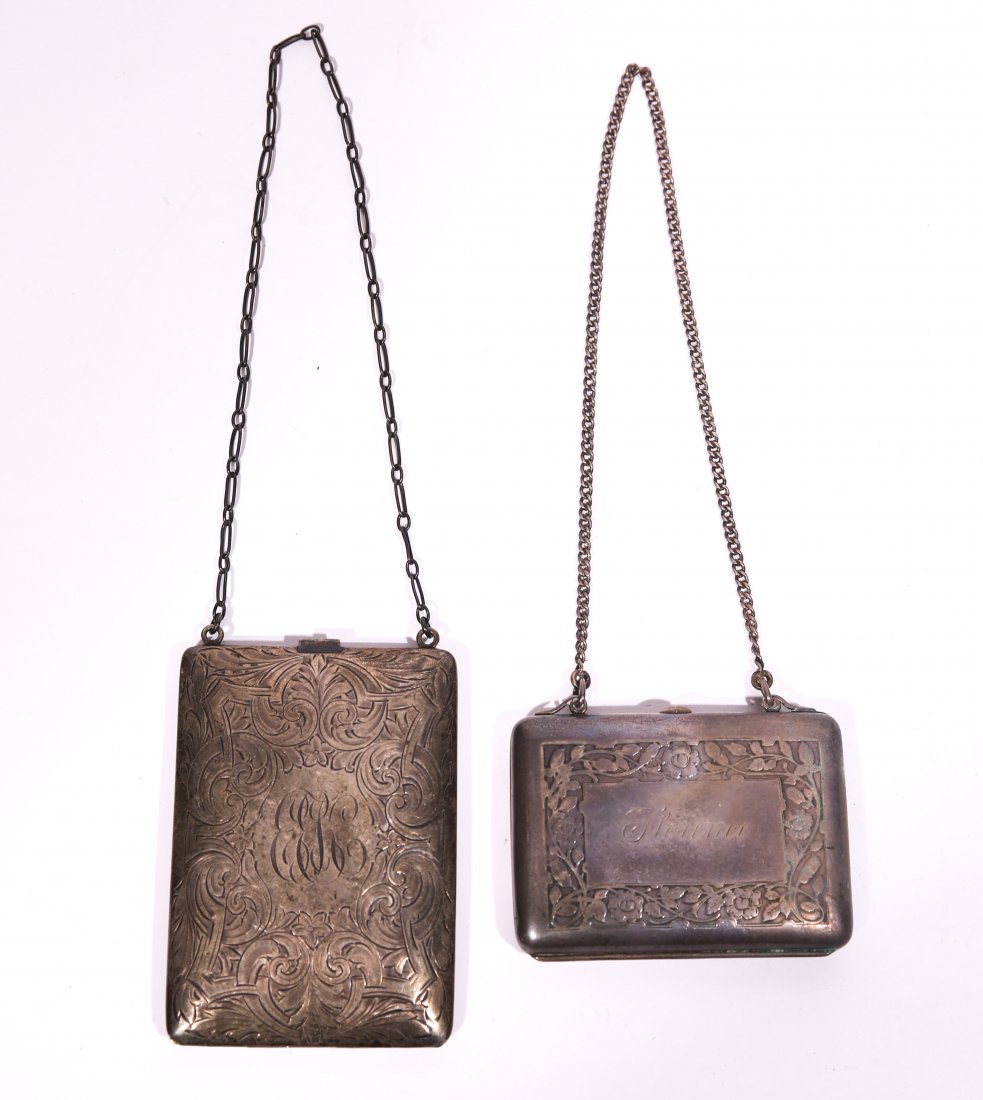 (2) STERLING SILVER COIN PURSES: Dimensions: H 3.5" x W 2.5"Weight: 5.3 oztProvenance: Arthur and Joe Robinson Collection, Harrison, New York.