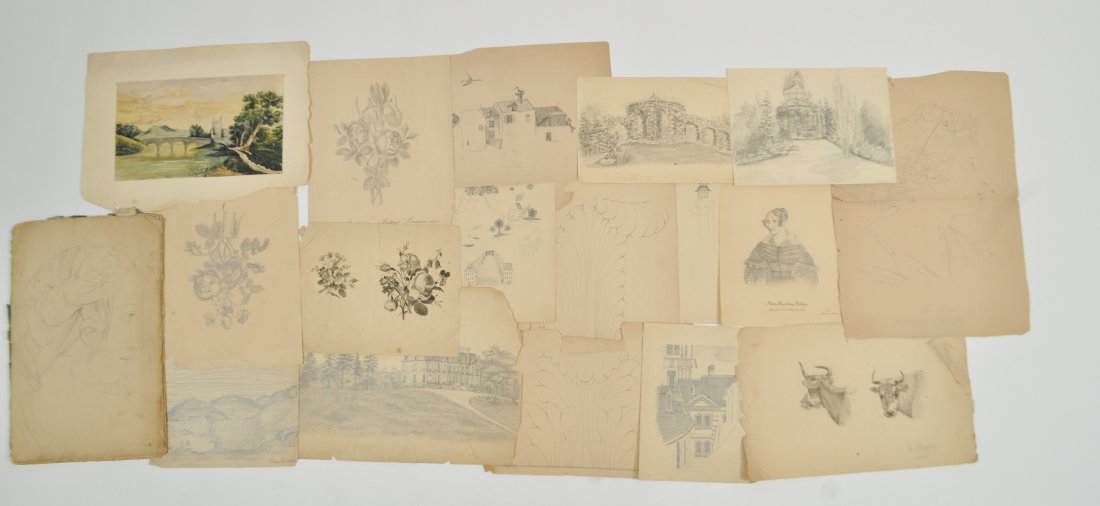 30+ CAROLINE LINDNER DRAWINGS PORTFOLIO: 1835-1840Dimensions: H 14.5" W 11"Note: All items are sold as-is, where-is. Any condition report is a courtesy to the buyer and should not be taken as fact. Please contact the auction house with any s