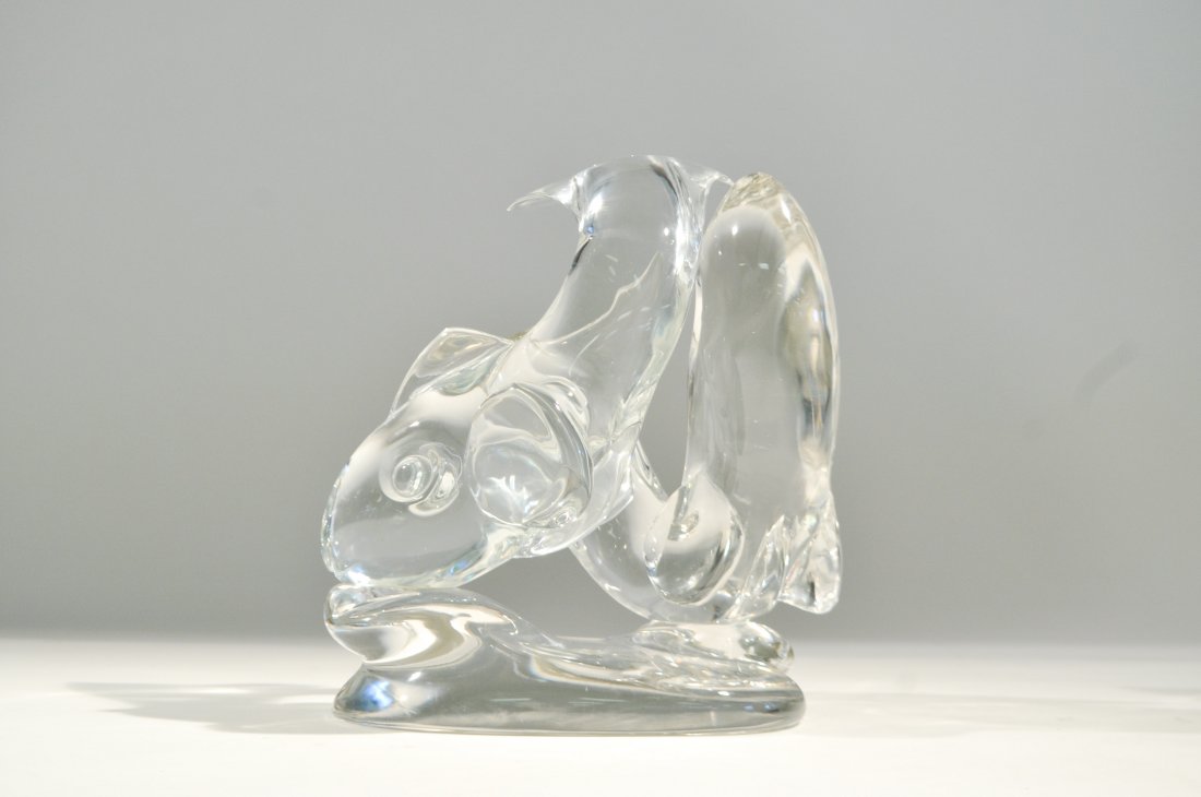 MONUMENTAL LIVIO SEGUSO GLASS FISH SCULPTURE: Incised Livio Seguso Murano 4/68 to bottomDimensions: H 15" x W 12" x D 11"Condition: good