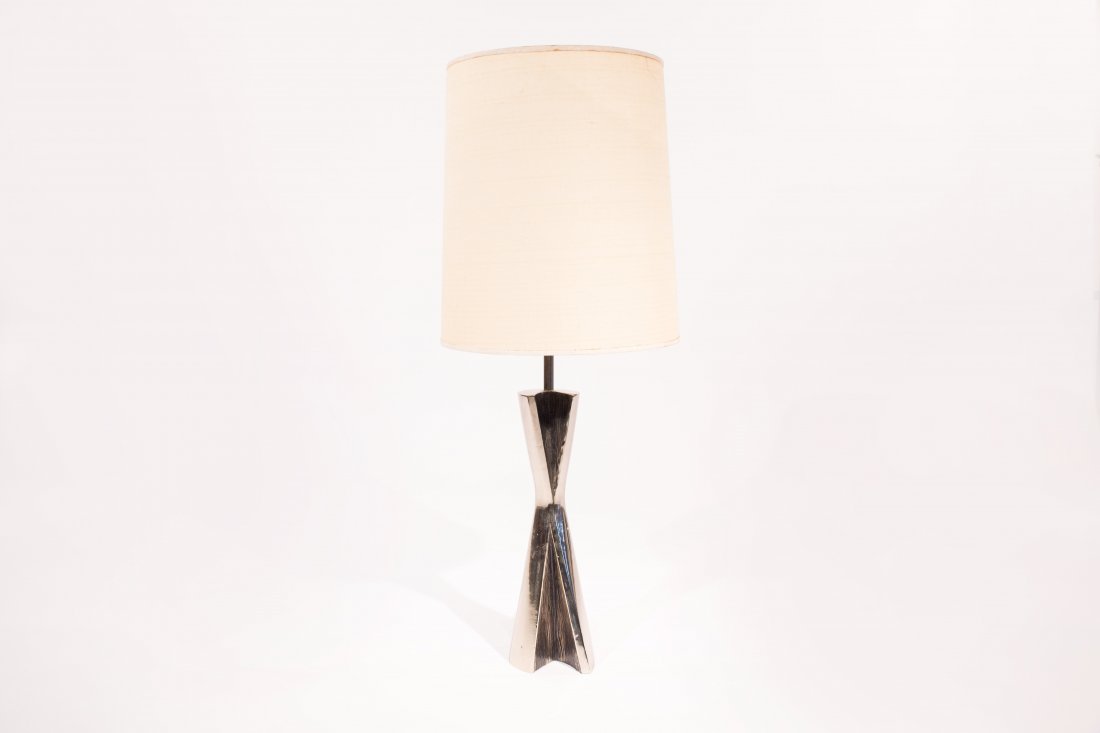 MID-CENTURY BRUTALIST LAUREL LAMP: In the manner of Maurizio Tempestini, unsignedDimensions: H 35.5" x Diameter 14"Condition: good