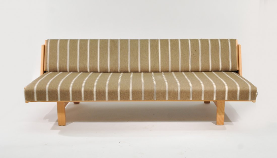 HANS WEGNER GETAMA DAYBED: Hans J. Wegner for GETAMA, Day-bed Model GE-258, 1954. Oak & upholstered with Greenlandic Savak WoolDimensions: H 28" x W 81" x D 35"Condition: Good