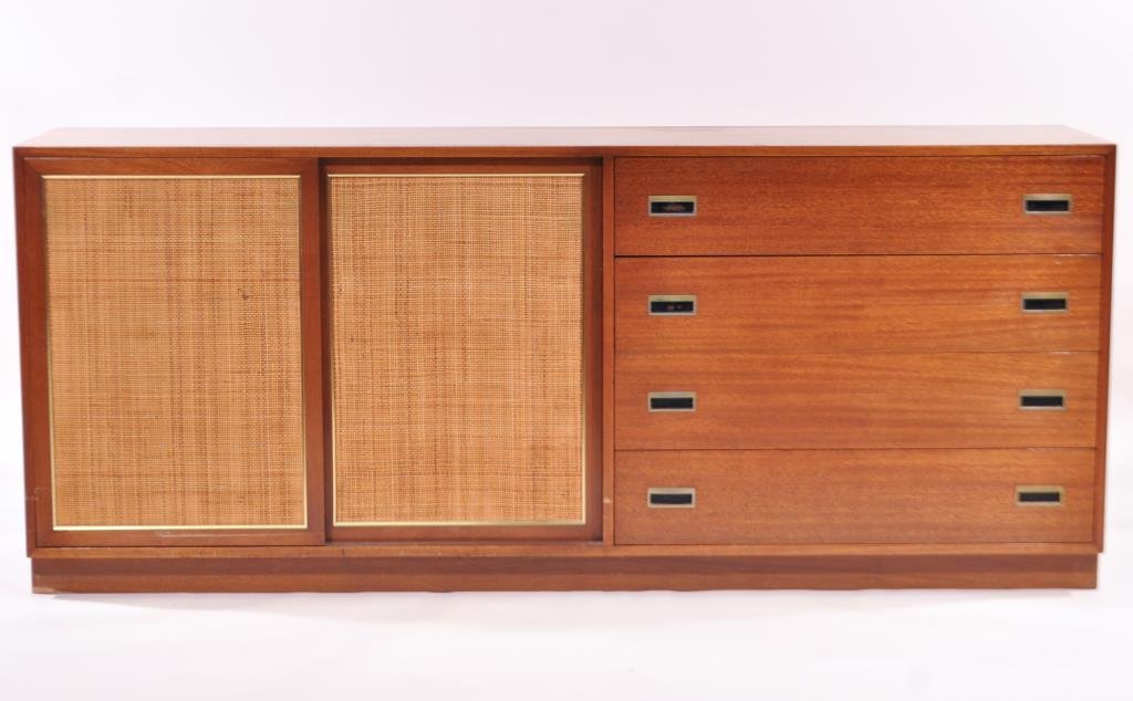 HARVEY PROBBER SIDEBOARD DRESSER: Dimensions: H 33" x W 78" x D 18"Condition: good, some surface scratching and light wear to finish