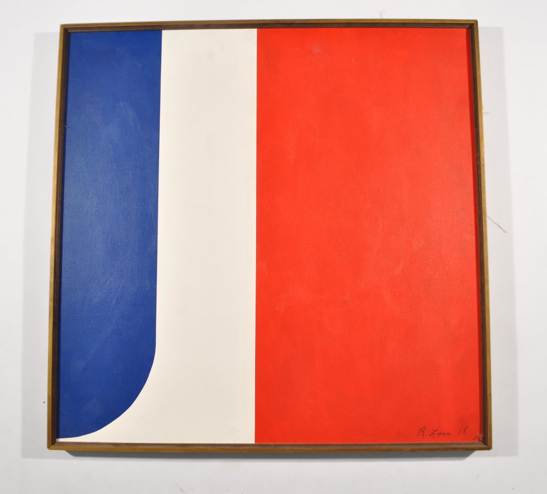 1968 B. LOGAN MID-CENTURY O/C PAINTING: Untitled, 1968Acrylic on canvas, signed and dated lower right Dimensions: 29" squareCondition: good