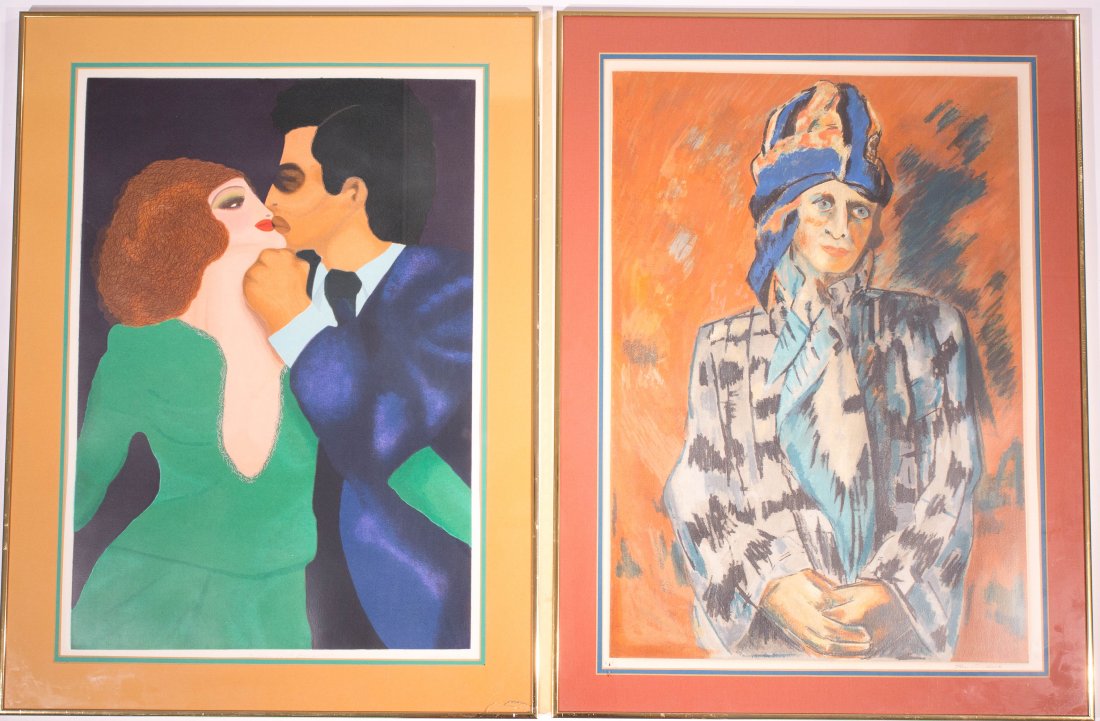 TWO 20TH CENTURY LATIN AMERICAN PRINTS: Pedro Nel Gómez ( Colombian 1889-1984)Untitled (portrait of a lady )Color lithograph on paper, P/A lower left and signed lower right. Dimensions: Frame H 23" x W24", Sight H 27.5" x W19.5" Condition: