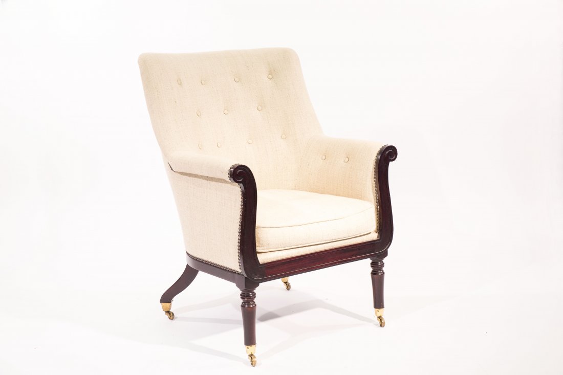 GEORGE SMITH "WILLIAM IV" LIBRARY CHAIR: 21st CenturyDimensions: H 39" x W 28" x D 28"Condition: good, quite clean