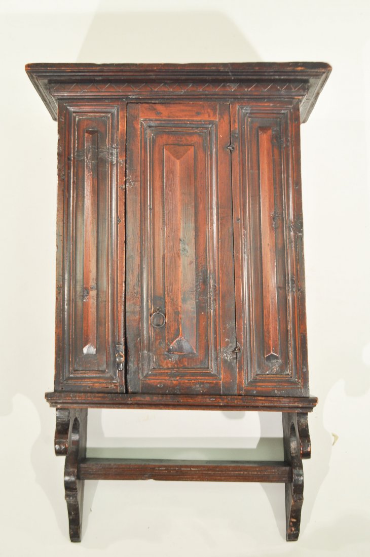 19TH C. EUROPEAN WALL CABINET: Dimensions: H 41" x W 21" x D 13"Condition: Good, normal signs of age.