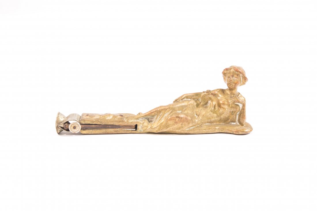 BRONZE FIGURAL NAUGHTY CIGAR CUTTER: Dimensions: H 2" x W 6" x D 1"Condition: good