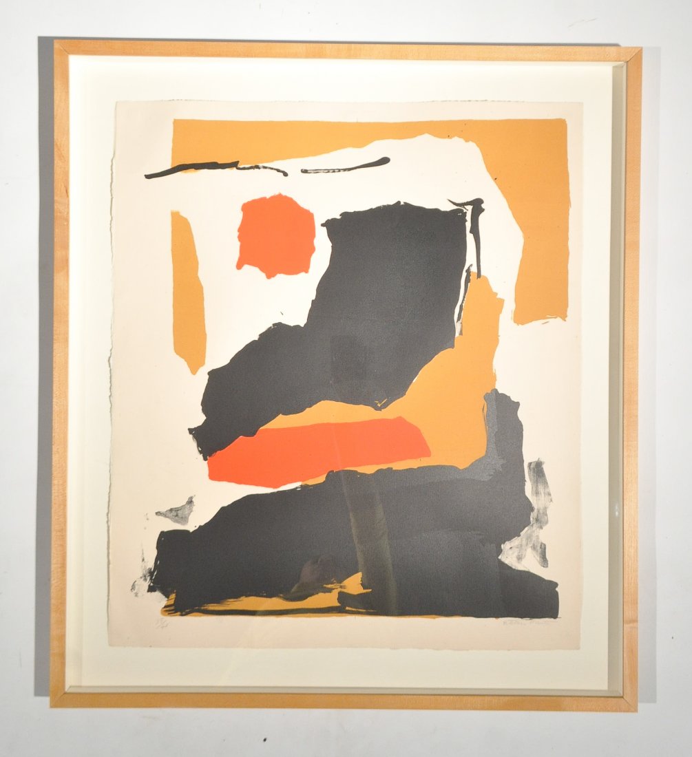 ESTEBAN VICENTE (SPAIN/AMERICAN 1906-1992): Composition ca.1965, UntitledPrinted by Hollander Workshop, New York. Color lithograph, signed and edition 35/40,with the blind stamp lower right. Dimensions: Framed H 29.5'' X W 26'',paper 24.5" x 21