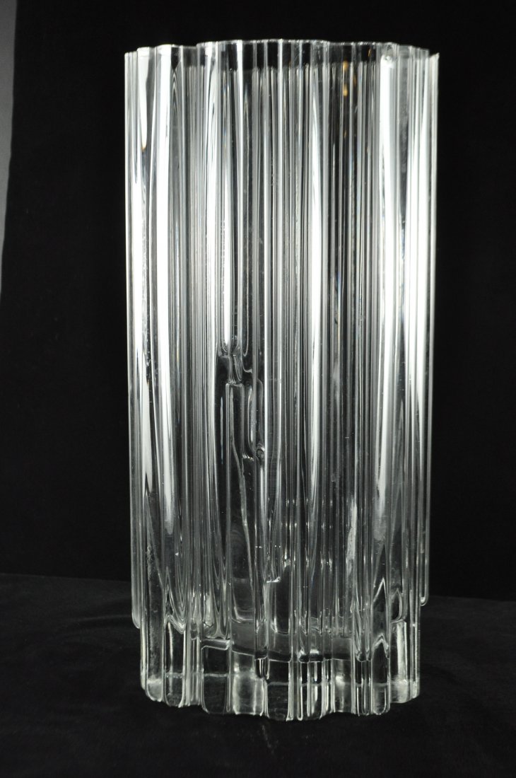 TAPIO WIRKKALA GLASS VASE: Signed and numbered 3570Dimensions: H 11.5" x W 5.5" x D 3"Condition: Chip to top rim, scratches to bottom.