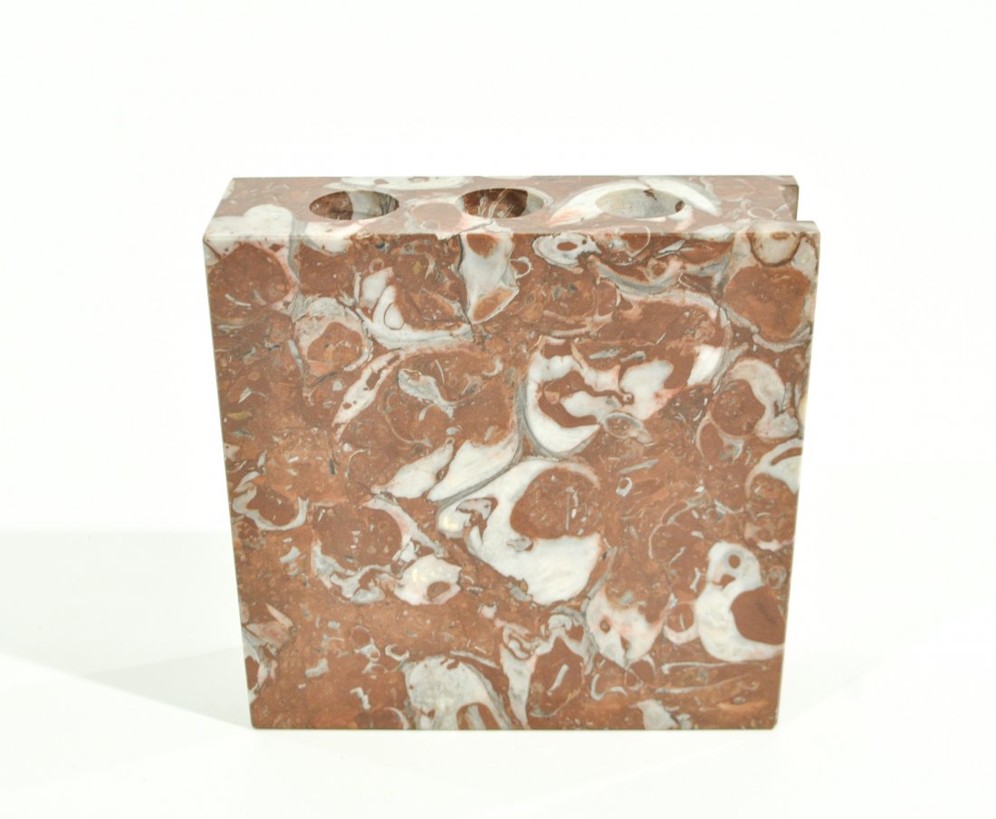 SERGIO ASTI MARBLE VASE: Marble vase by Sergio Asti, Up & Up, Italy, c. 1970s.Dimensions: H 7.75" x W 8" x D 2.5"Condition: Good