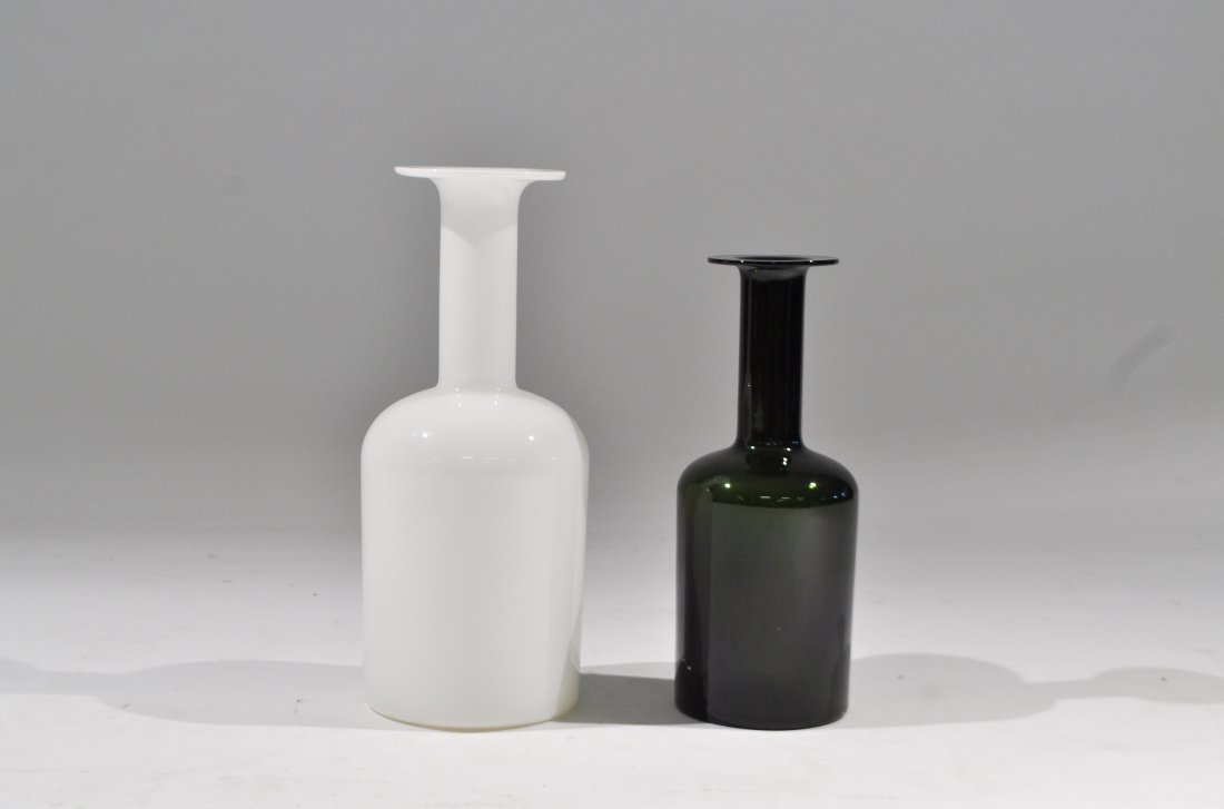 OTTO BRAUER GLASS VASES FOR HOLMEGAARD: Dimensions: H 14.5" x D 6.5"Condition: Good