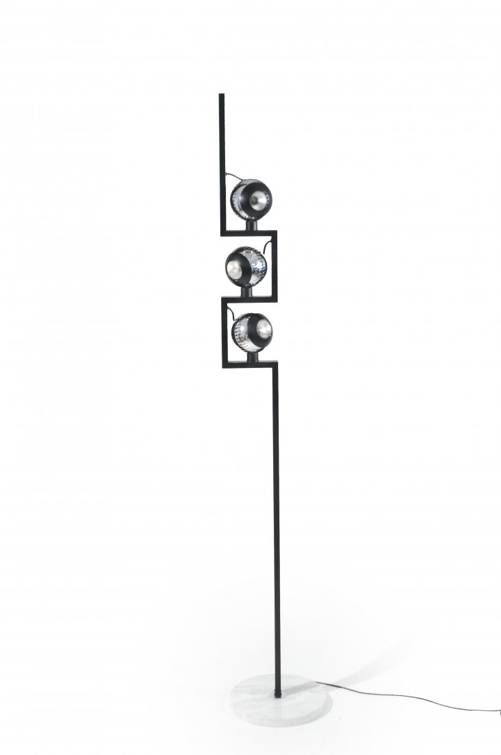 ANGELO LELLI FOR ARREDOLUCE EYEBALL LAMP C. 1967: Dimensions: H 80" x Diameter 13"Condition: good, chrome is bright, some small surface scratches