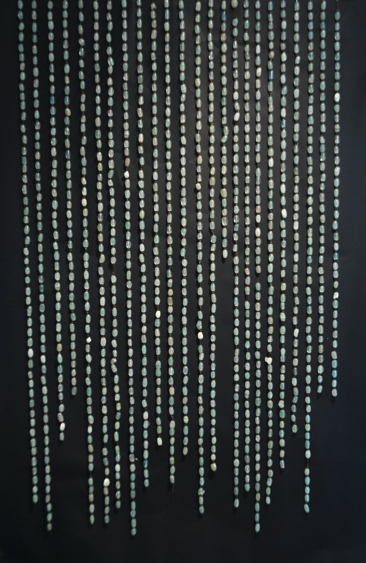 MRS. VANDERBILTS BACCARAT CURTAINS: A set of antique crystal beaded baccarat curtains originally owned by Mrs. William Vanderbilt for the master bedroom in the 5th floor NYC mansion. Later acquired by Edward Wormley, Dunbar designer, fo