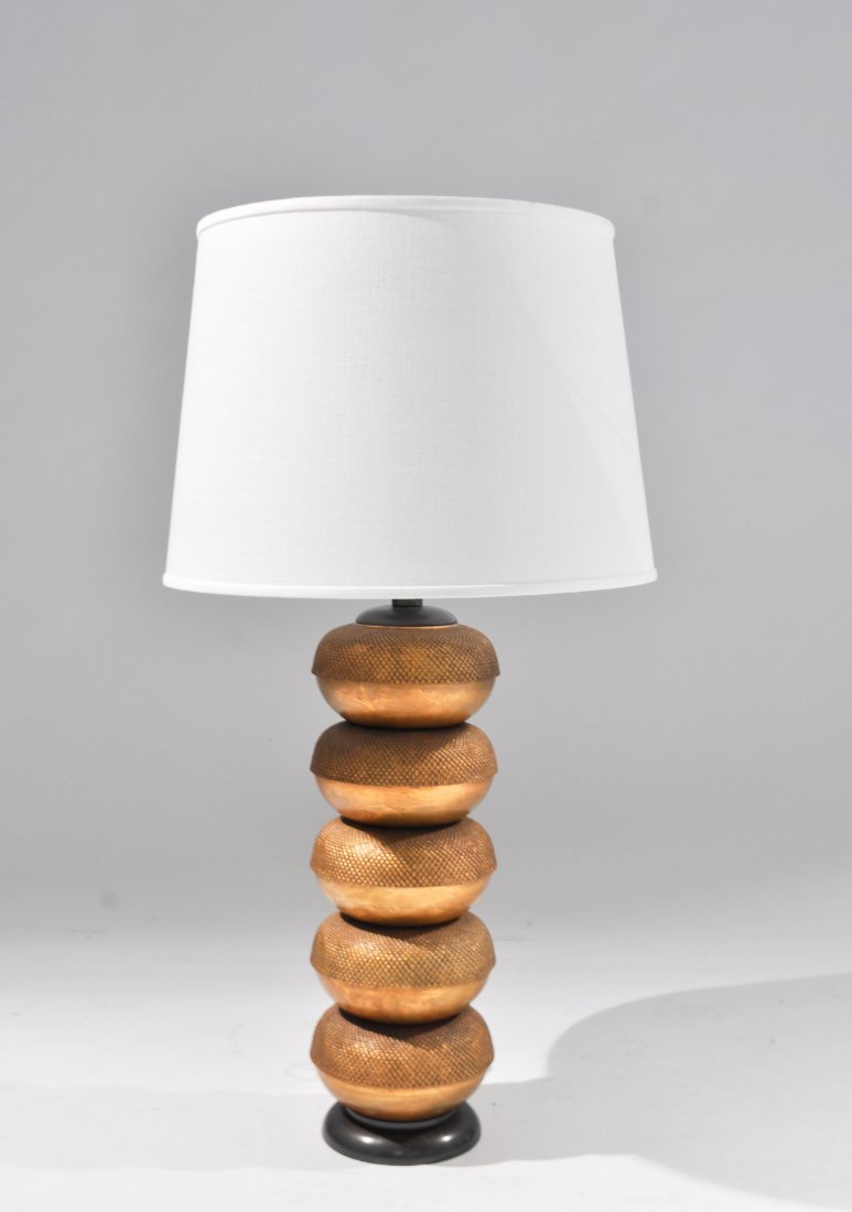 MID-CENTURY HANSEN STACKED TABLE LAMP: Dimensions: H 35" x Diameter 18"Condition: good