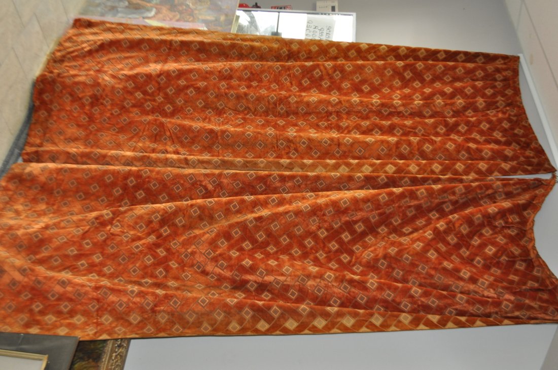 FRENCH ART DECO CURTAINS: Dimensions: H 97" x W 49" eachCondition: good, some light fading towards edges