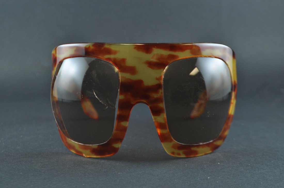 PHILIPPE CHEVALLIER SUNGLASSES: Dimension: Face: 6" x 3.5"Condition: Lenses cracked and popping out.