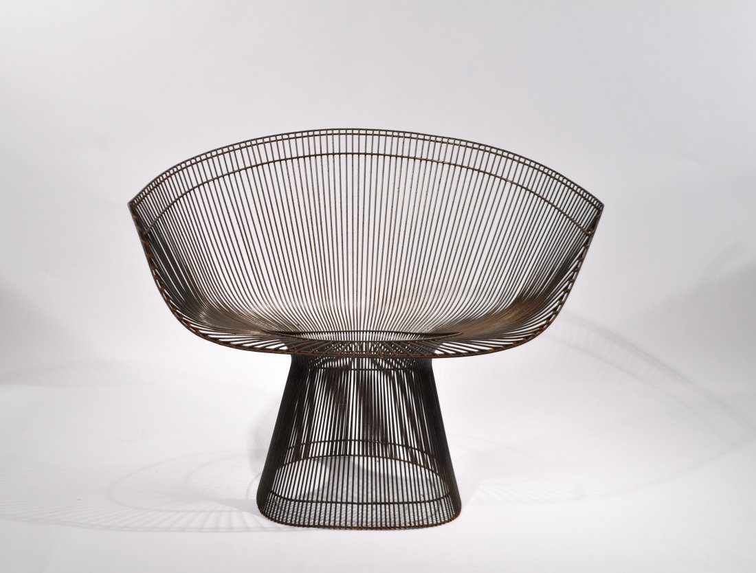 WARREN PLATNER WIRE CHAIR: Dimensions: H 30" x W 35" x D 26"Condition: good, some rusting, lacking seat