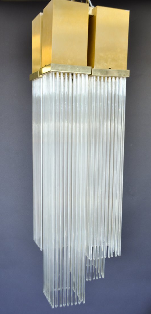 GAETANO SCIOLARI; LIGHTOLIER GLASS ROD CHANDELIER (1 of 10)