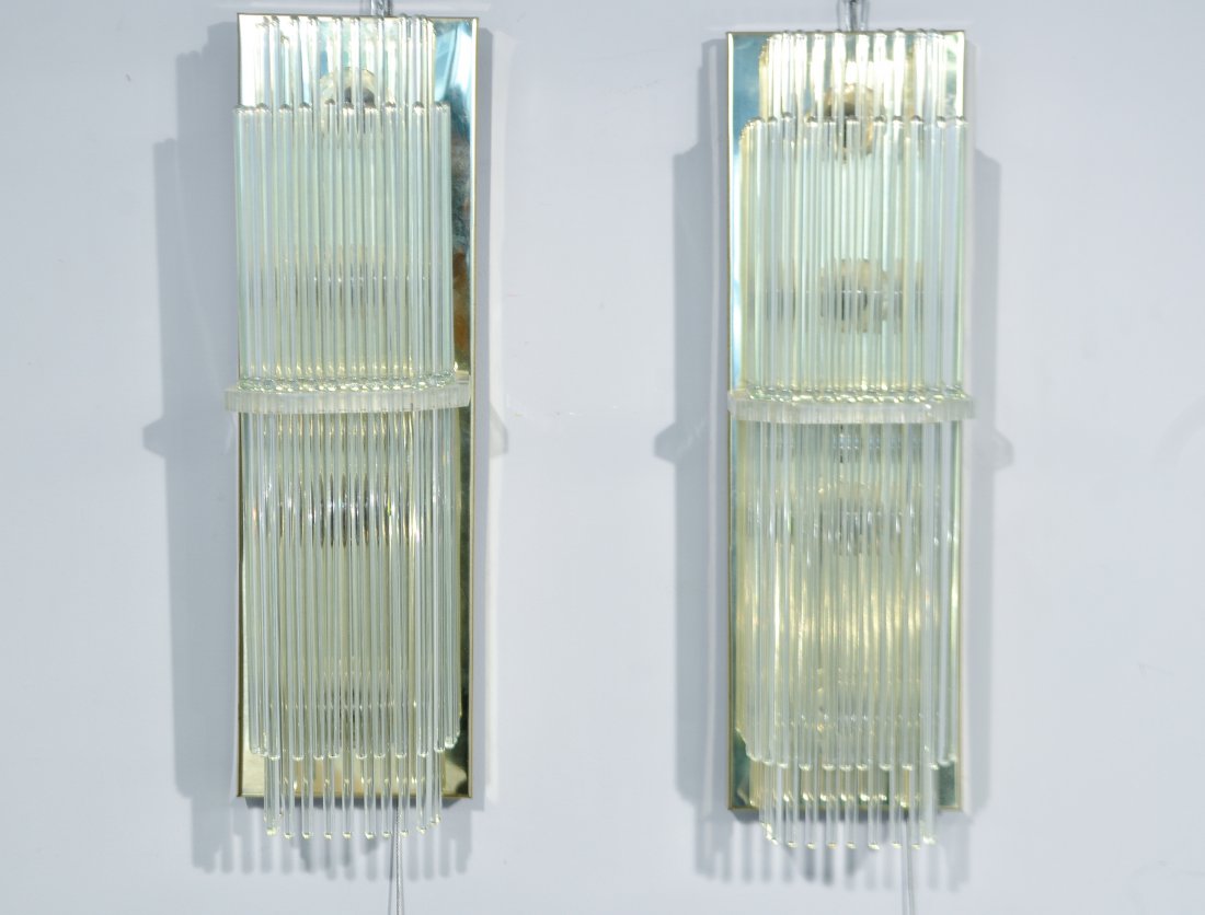GAETANO SCIOLARI; LIGHTOLIER GLASS ROD SCONCES (1 of 9)