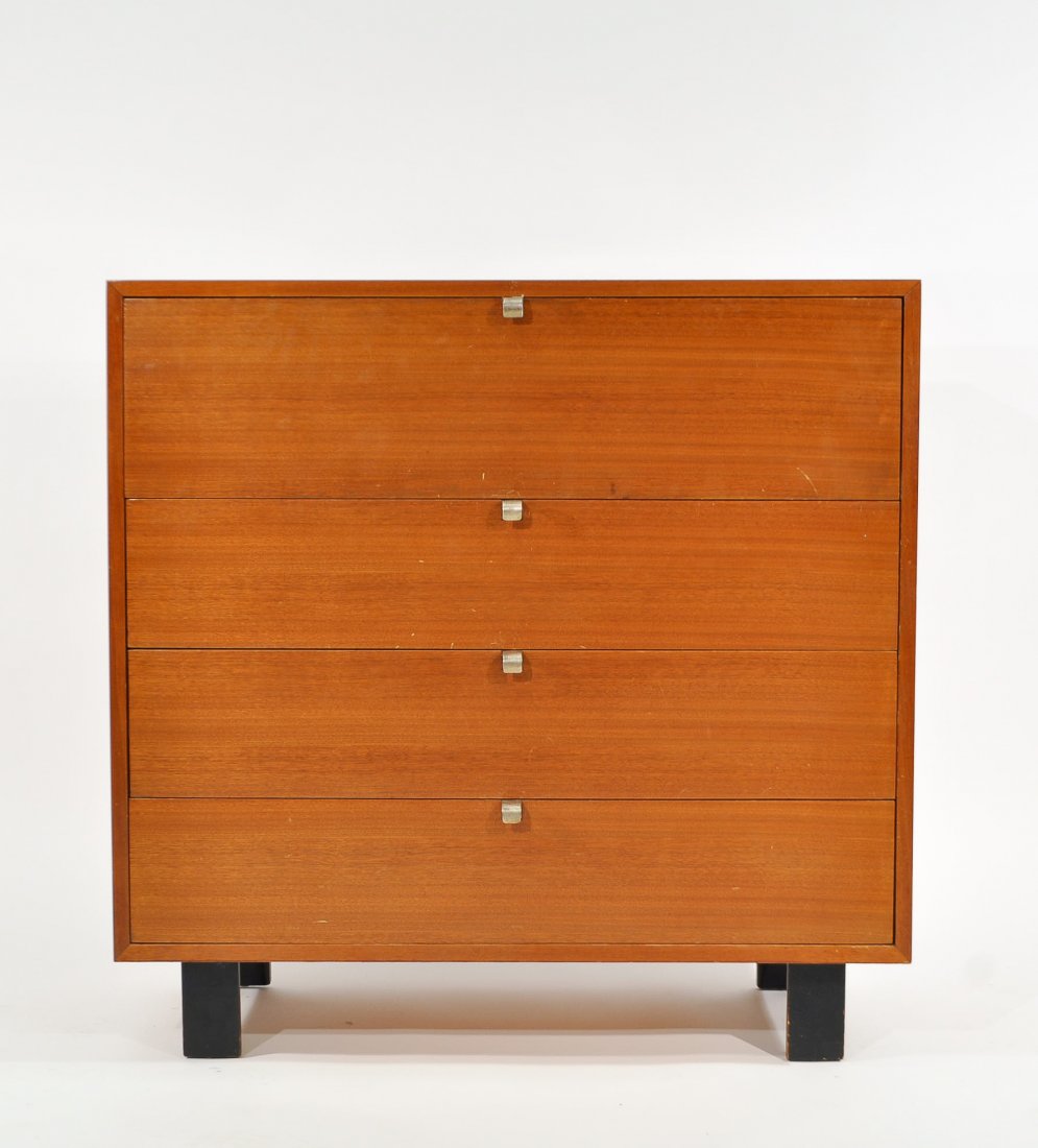 GEORGE NELSON MID-CENTURY SECRETARY CHEST: Dimensions: H 40" x W 40.25" x D 19.5"Condition: Good some light wear to finish from use