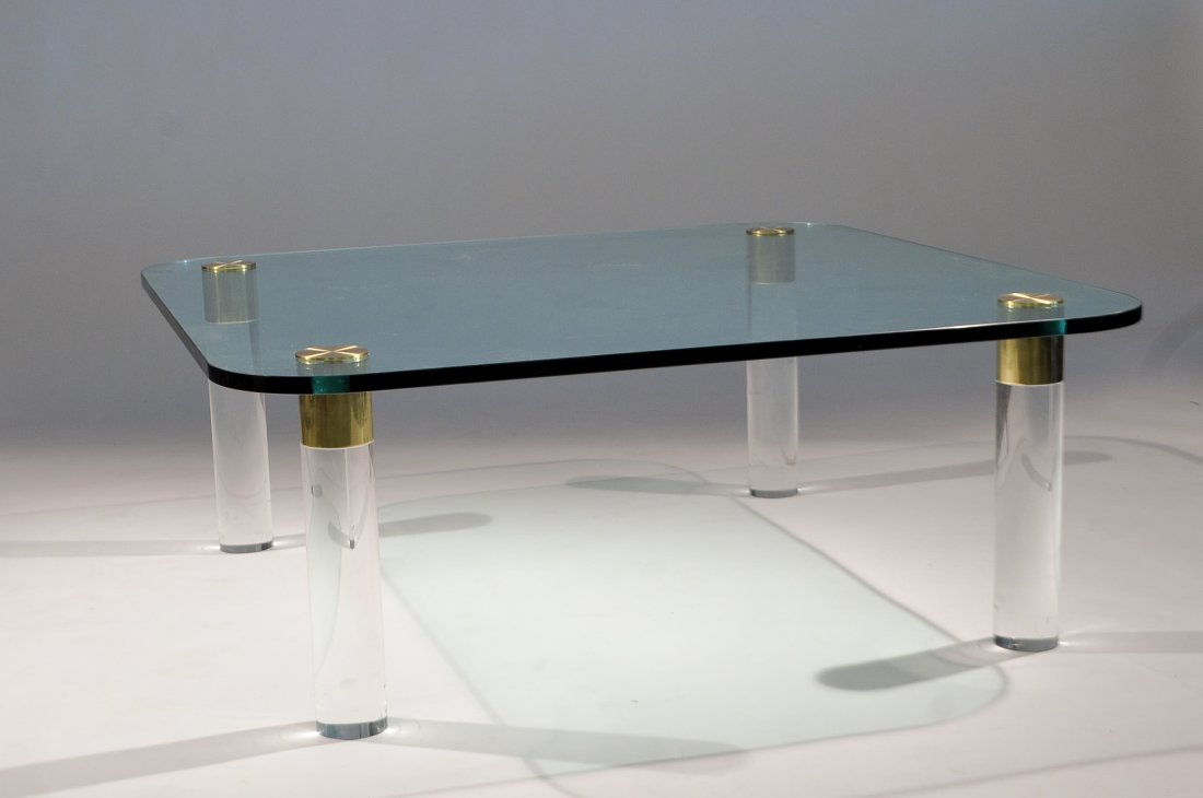 PACE COLLECTION LUCITE & GLASS COFFEE TABLE (1 of 6)