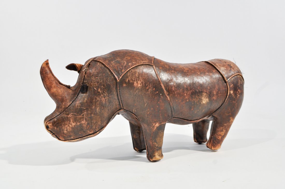 ABERCROMBIE & FITCH LEATHER RHINO FOOT STOOL (1 of 7)