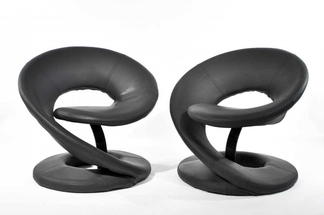 PAIR OF LOUIS DUROT STYLE LOUNGE CHAIRS (1 of 8)