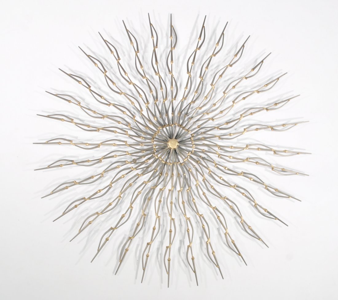 BRUTALIST SUNBURST METAL NAIL WALL SCULPTURE (1 of 7)