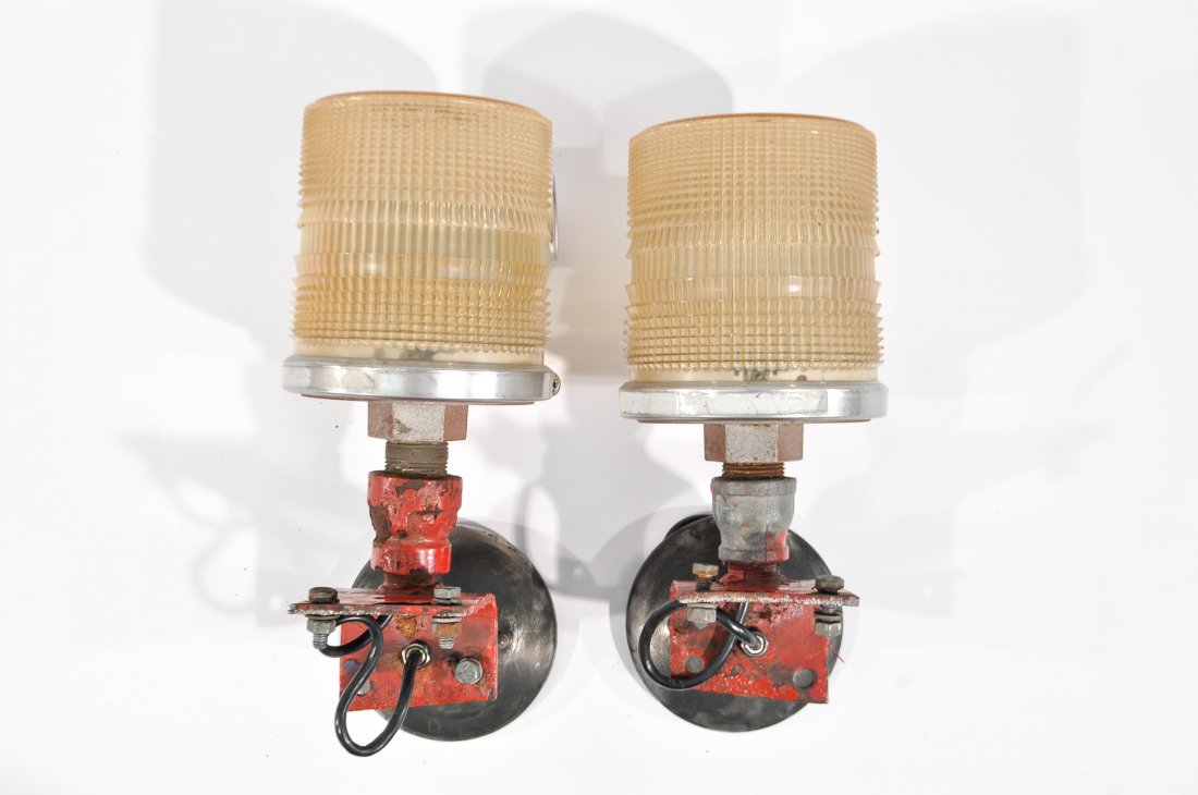 PAIR OF INDUSTRIAL FIRE HOUSE LIGHT SCONCES (1 of 6)