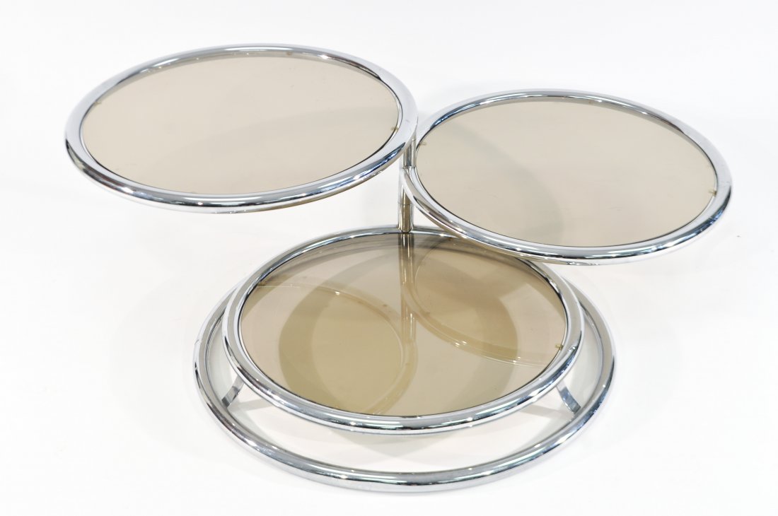 MID-CENTURY 3-TIER CHROME SWIVEL COFFEE TABLE (1 of 7)