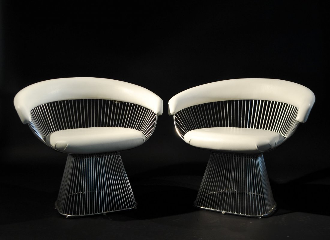 WARREN PLATTNER STYLE WIDE ARMCHAIR PAIR (1 of 7)
