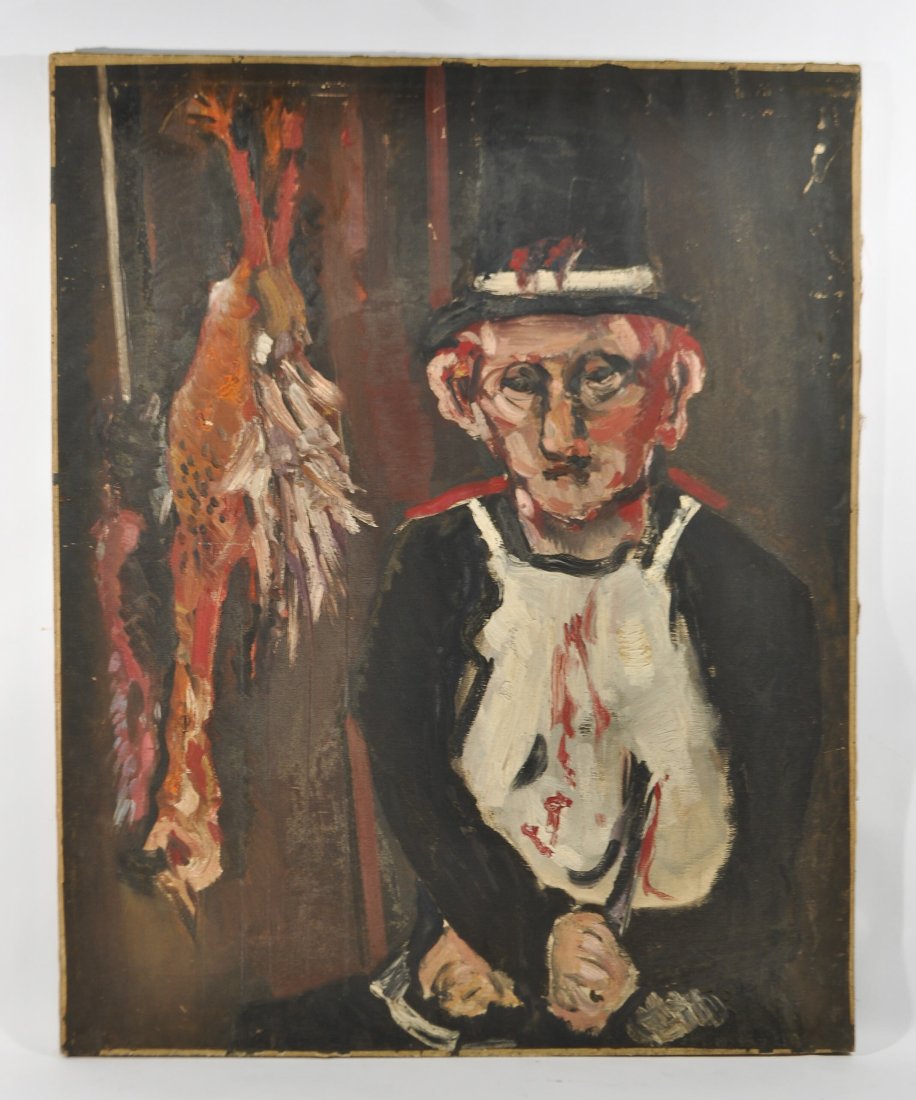 OUTSIDER ART BUTCHER OIL PAINTING (1 of 5)