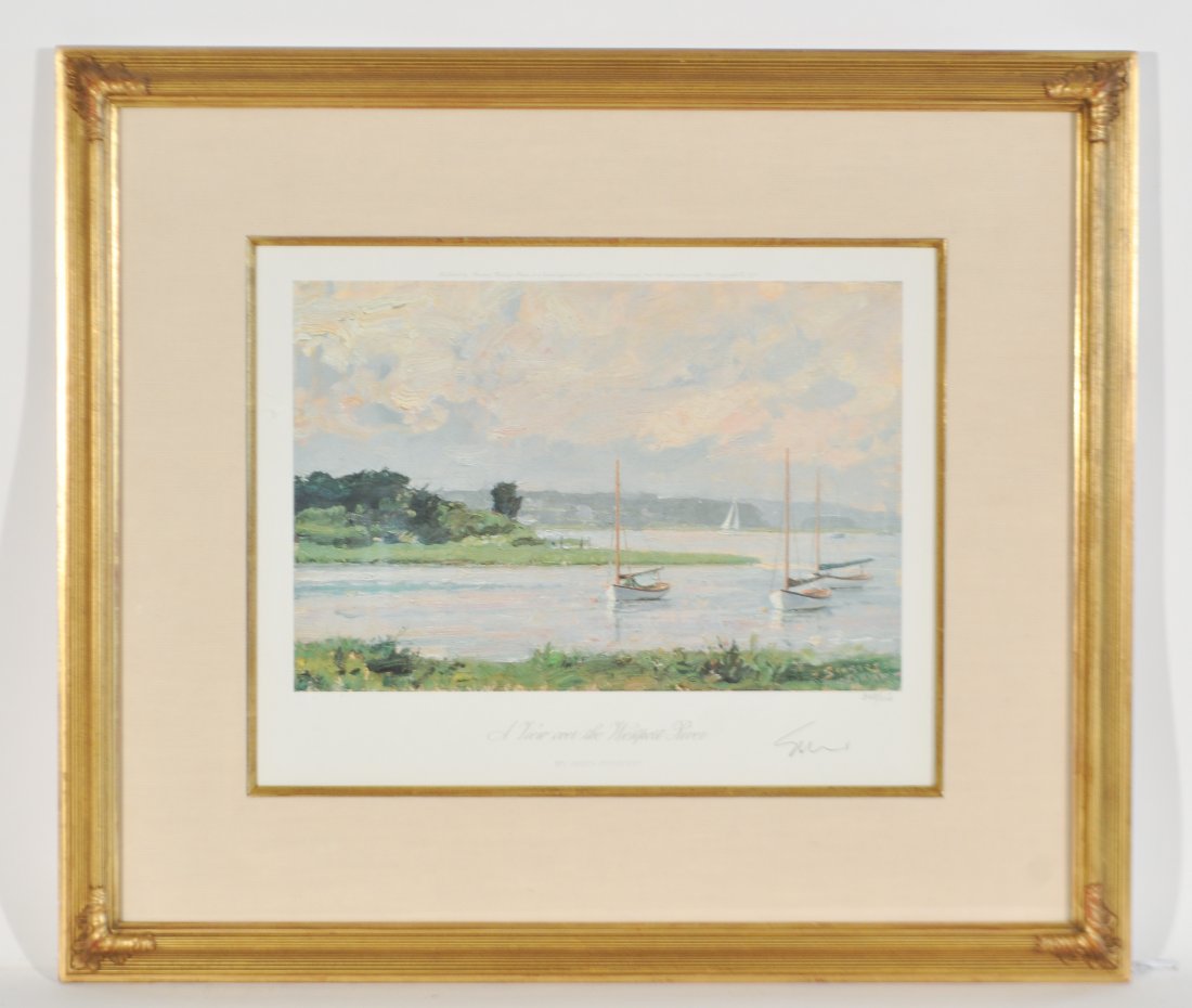 JOHN STOBART SIGNED WESTPORT PRINT: Dimensions: Framed: H 19.25 x W 22; Sight H 11" x W 14"Condition: Good
