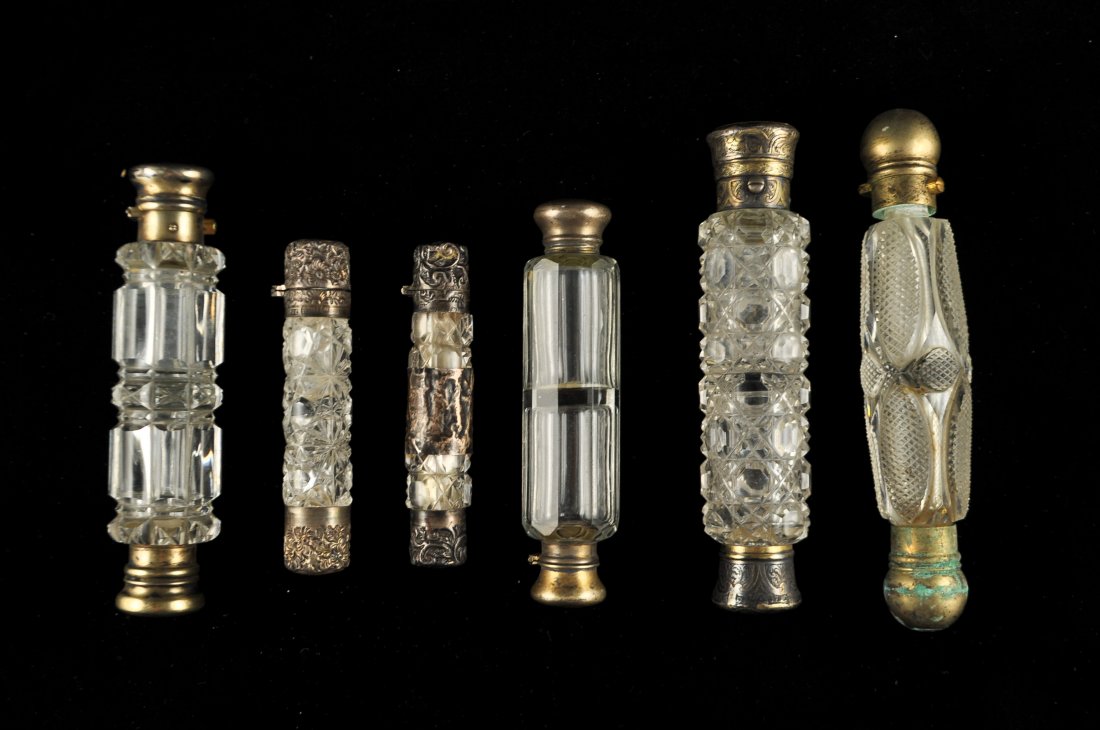 GROUPING OF SILVER & CRYSTAL DOUBLE ENDED PERFUME (1 of 8)