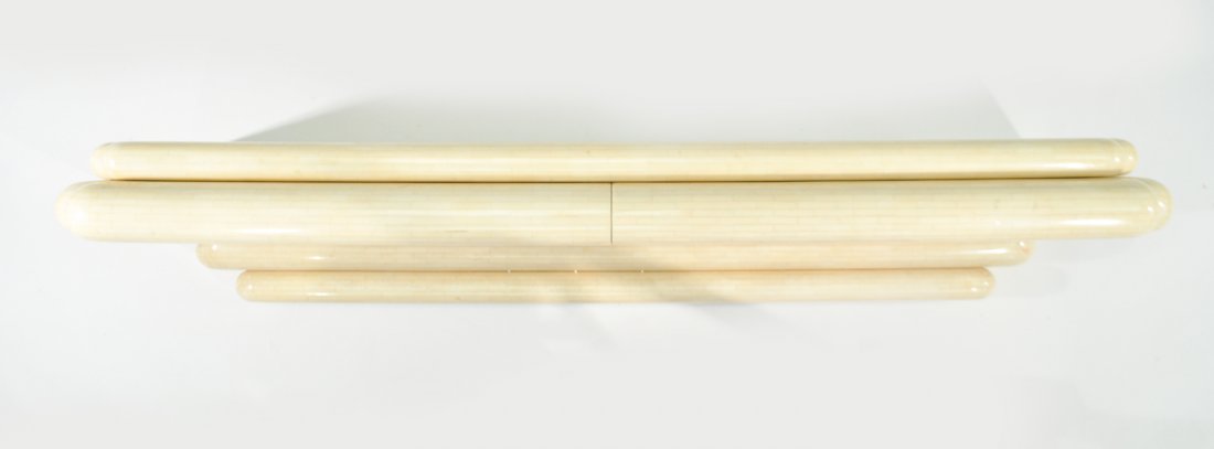 KARL SPRINGER FLOATING TESSELATED CONSOLE: Dimensions: H 11" x W 60" x D 18"Condition: good