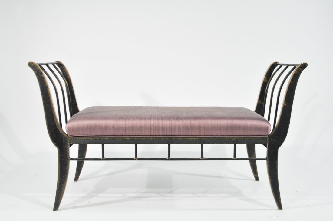 NEOCLASSICAL STYLE BRONZE UPHOLSTERED BENCH (1 of 10)