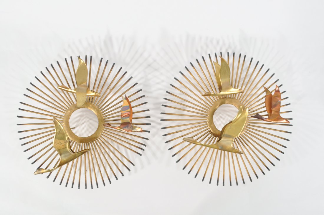 PAIR OF CURTIS JERE WALL SCULPTURES: UnmarkedDimensions: H 3" x Diameter 11"Condition: good, some bends