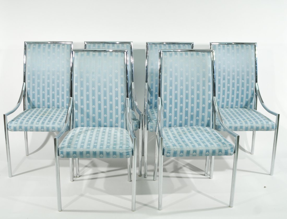(6) MILO BAUGHMAN STYLE CHROME DINING CHAIRS (1 of 10)