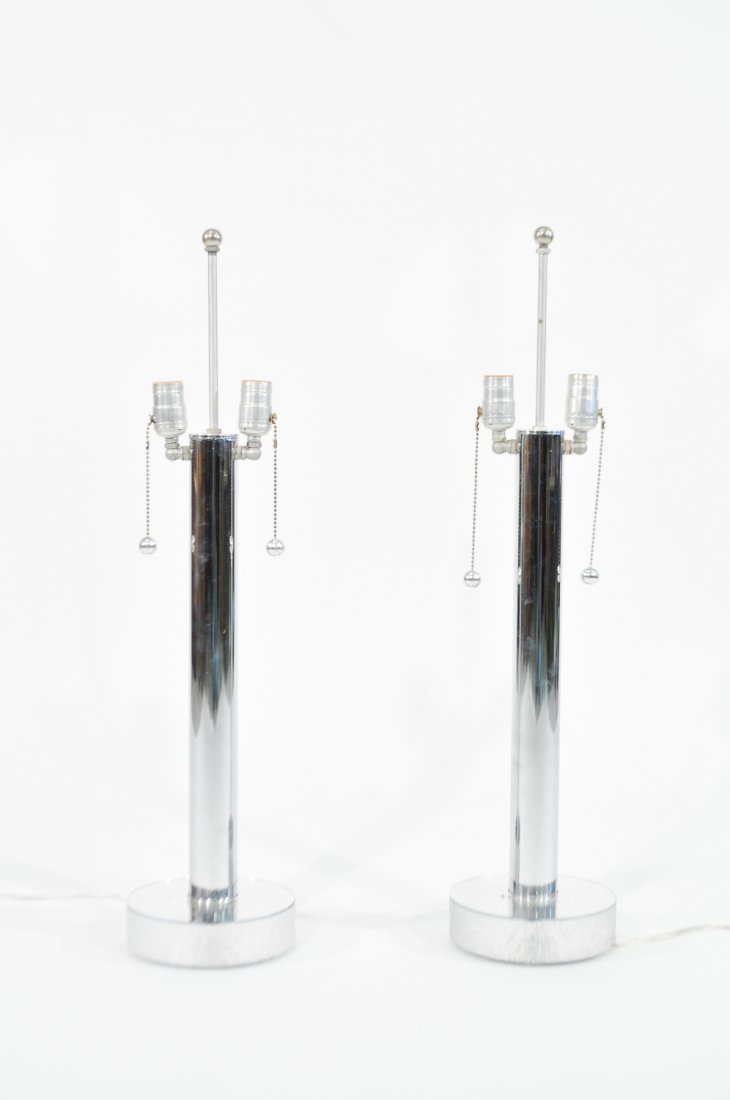 PAIR OF CHROME AND FROSTED ACRYLIC LAMPS (1 of 9)