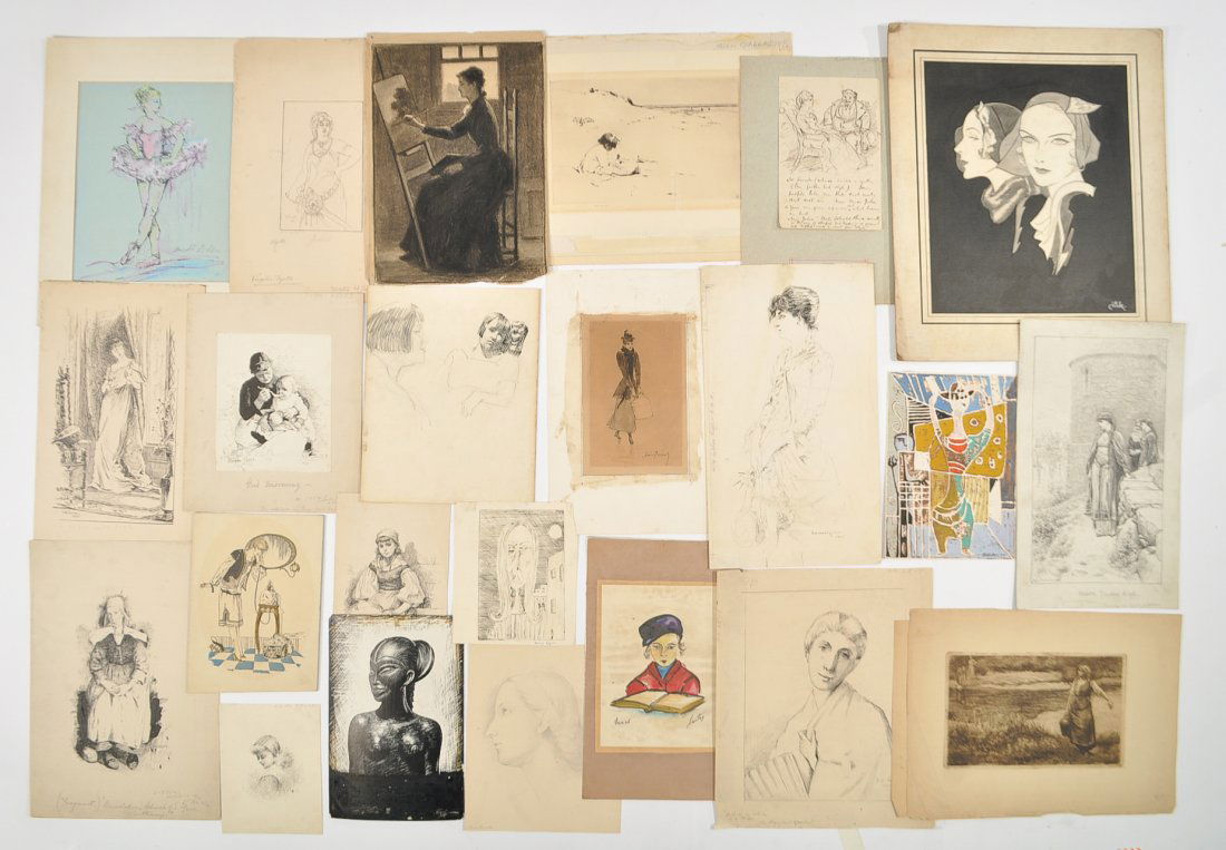 FEMALE IMAGES, WATERCOLORS, INKS, LITHOGRAPHS (1 of 9)