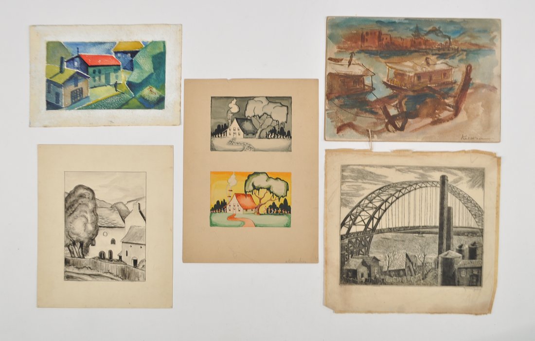 BRIDGES, HOUSES, OTHERS, WATERCOLORS, INKS, (1 of 9)