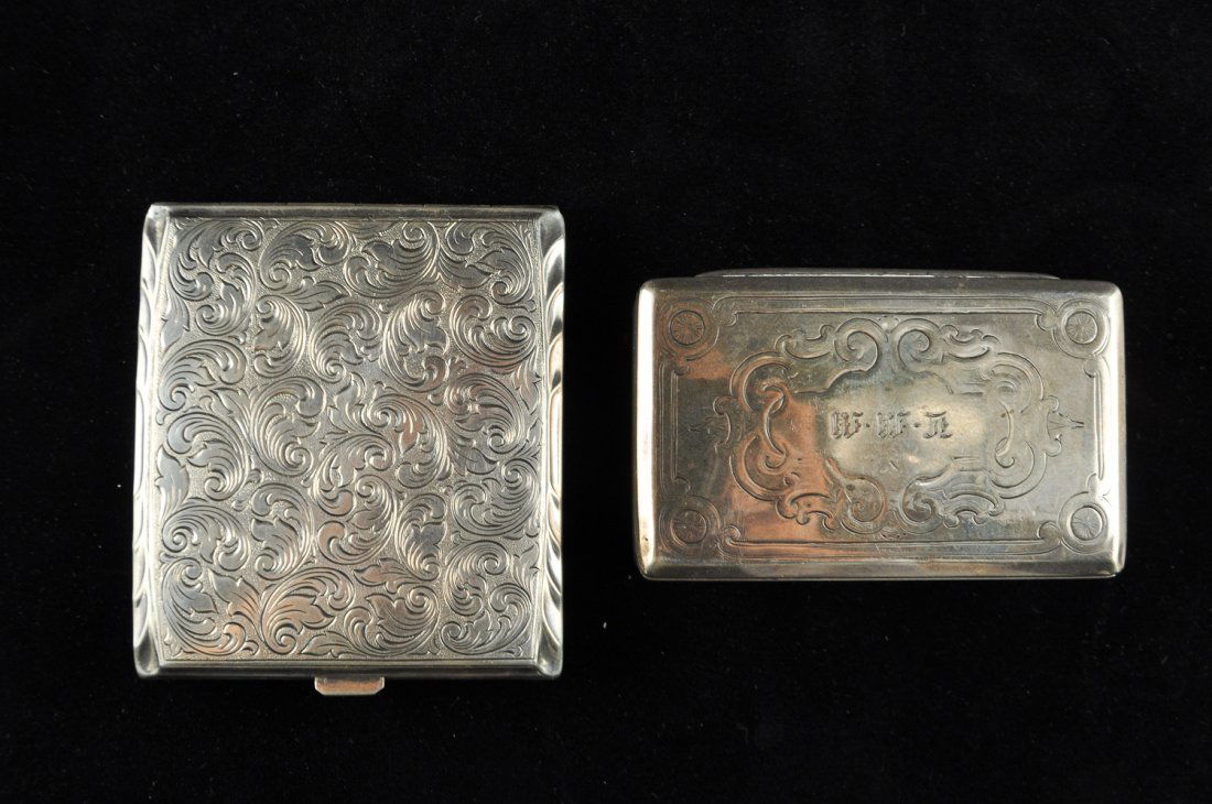 STERLING SILVER BOX & SILVER CIGARETTE CASE (1 of 9)