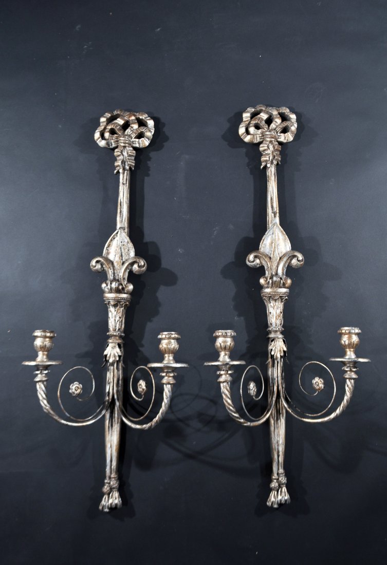 PAIR OF FRENCH FLEUR DE LIS SCONCES (1 of 10)