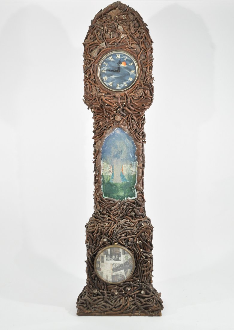 RUSTIC PAINTED GRANDFATHER CLOCK (1 of 10)