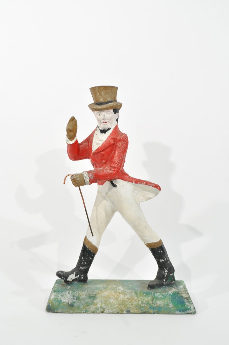 40'S CONCRETE ADVERTISING LAWN JOCKEY: Dimensions: H 27" x W 19" x D 6"Condition: good, some chipping and corners