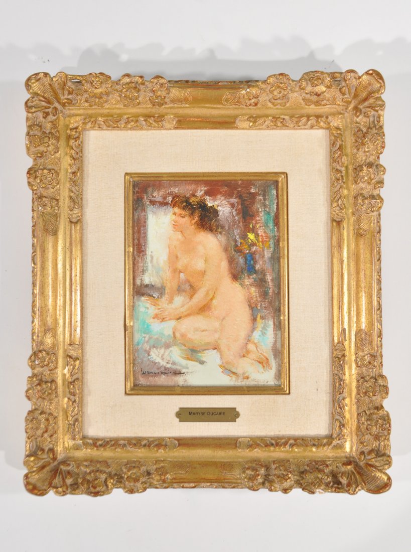 DUCAIRE-ROQUE MARYSE (1911-1992 FRENCH) PAINTING: Oil on canvas, signed lower leftDimensions: H 16\" x W 14\" frame; H 8.5\" x W 5.75\"Condition: good