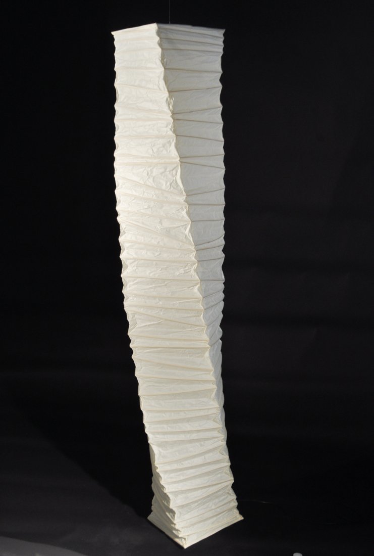 ISAMU NOGUCHI; AKARI HANGING LAMP: Dimensions: H 3.5" x W 14.5" x D 15" Condition: good, unused in box with original wrapping and mounting hardware