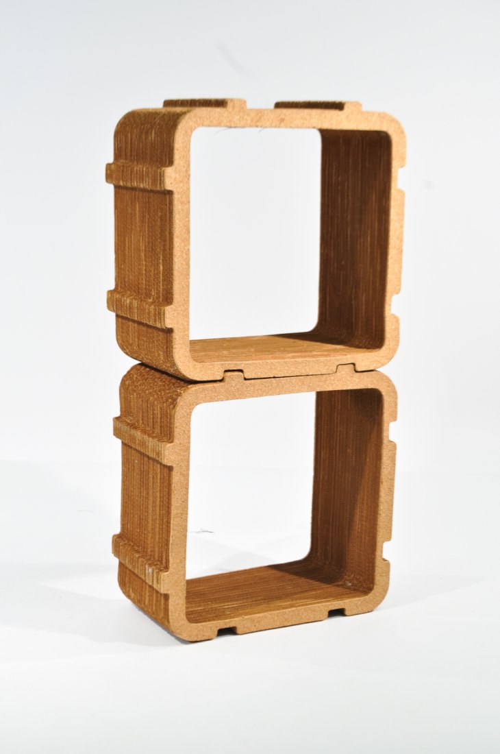 FRANK GEHRY (ATTR.) MODULAR CUBES: Unmarked Dimensions: H 9.5" x W 18.5" x D 18.5" Condition: good, some light bends to side from use, no glass present